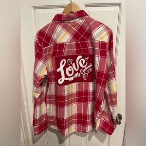 Iowa State UG Apparel Women’s Red Plaid Shirt with Love My Cyclones Patch L